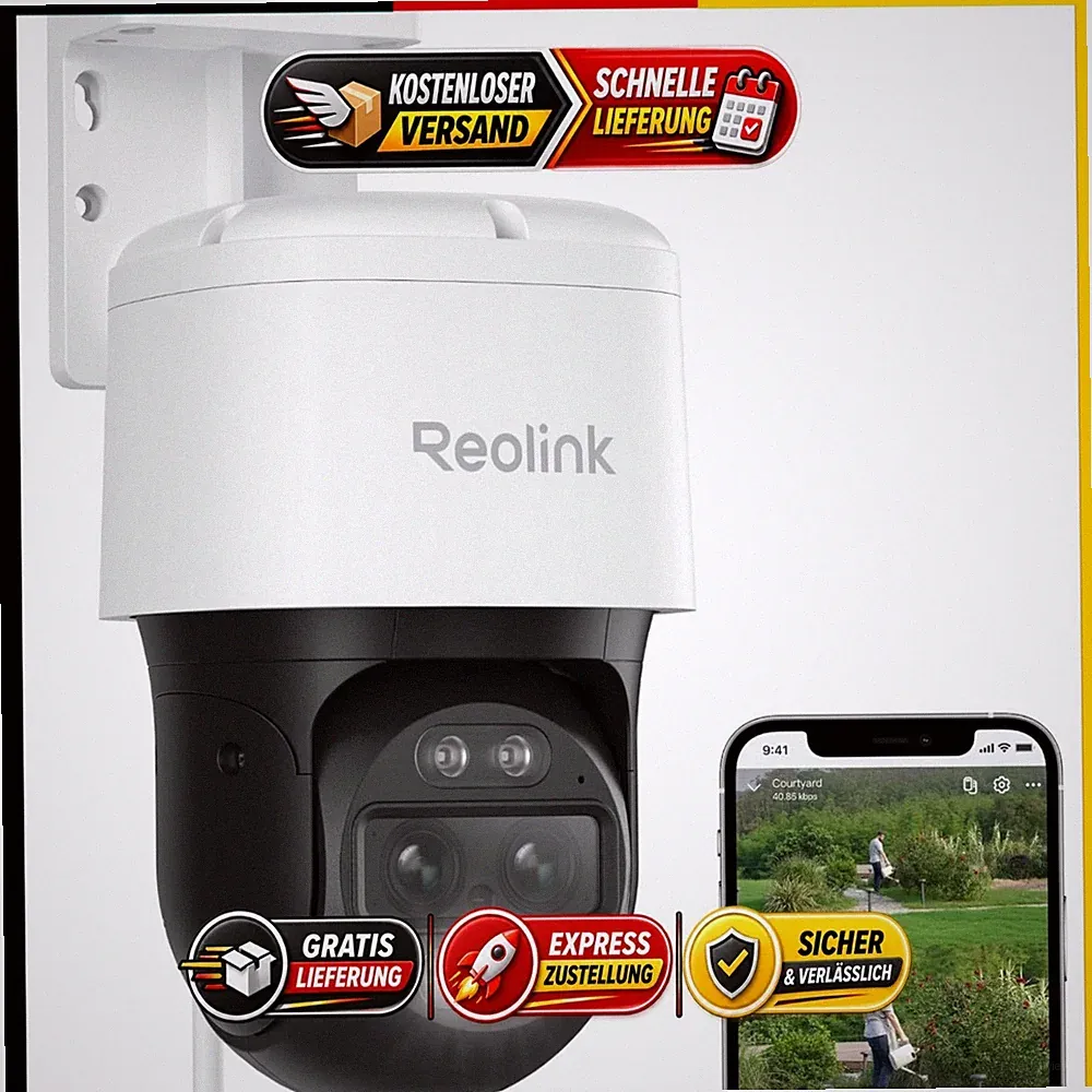 Reolink 4K PTZ PoE Überwachungskamera Außen Dual-Objektiv 6X Zoom IP66