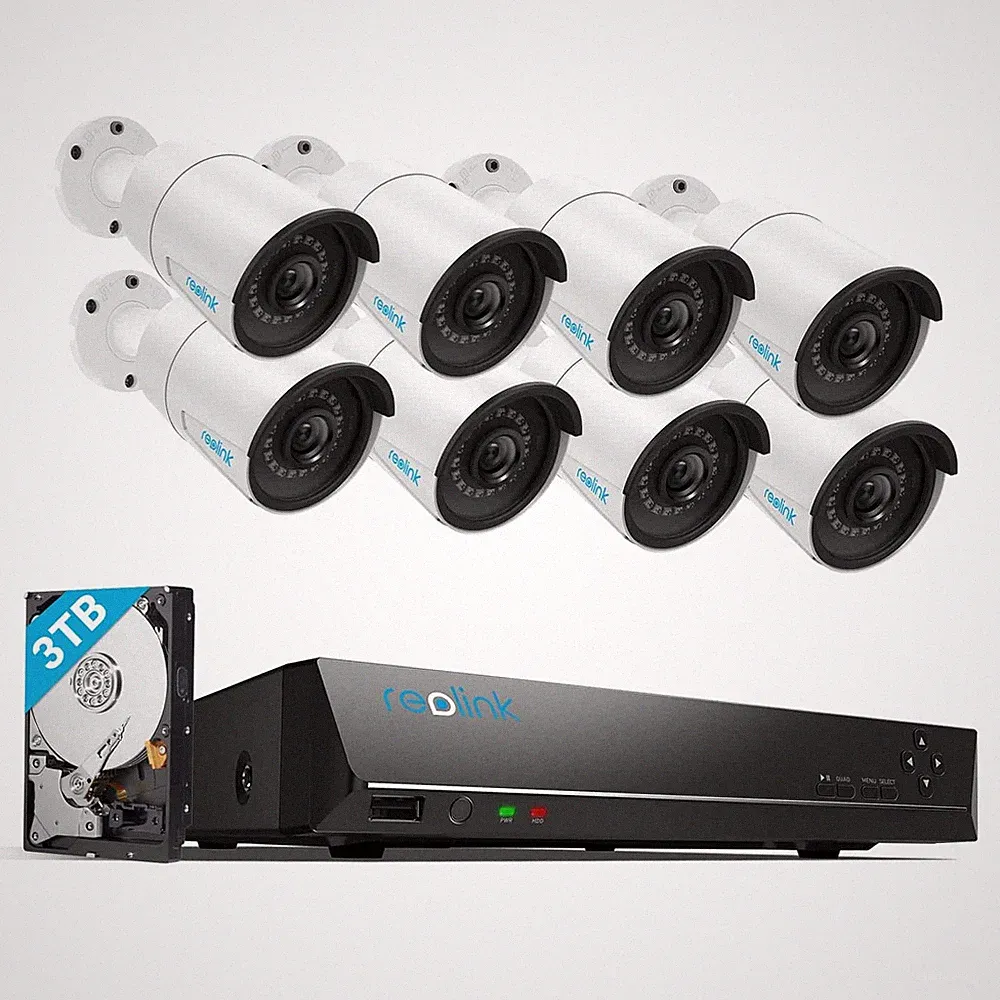 Reolink 5MP PoE Überwachungskamera Set 16CH 3TB NVR mit 8x PoE Kamera Outdoor