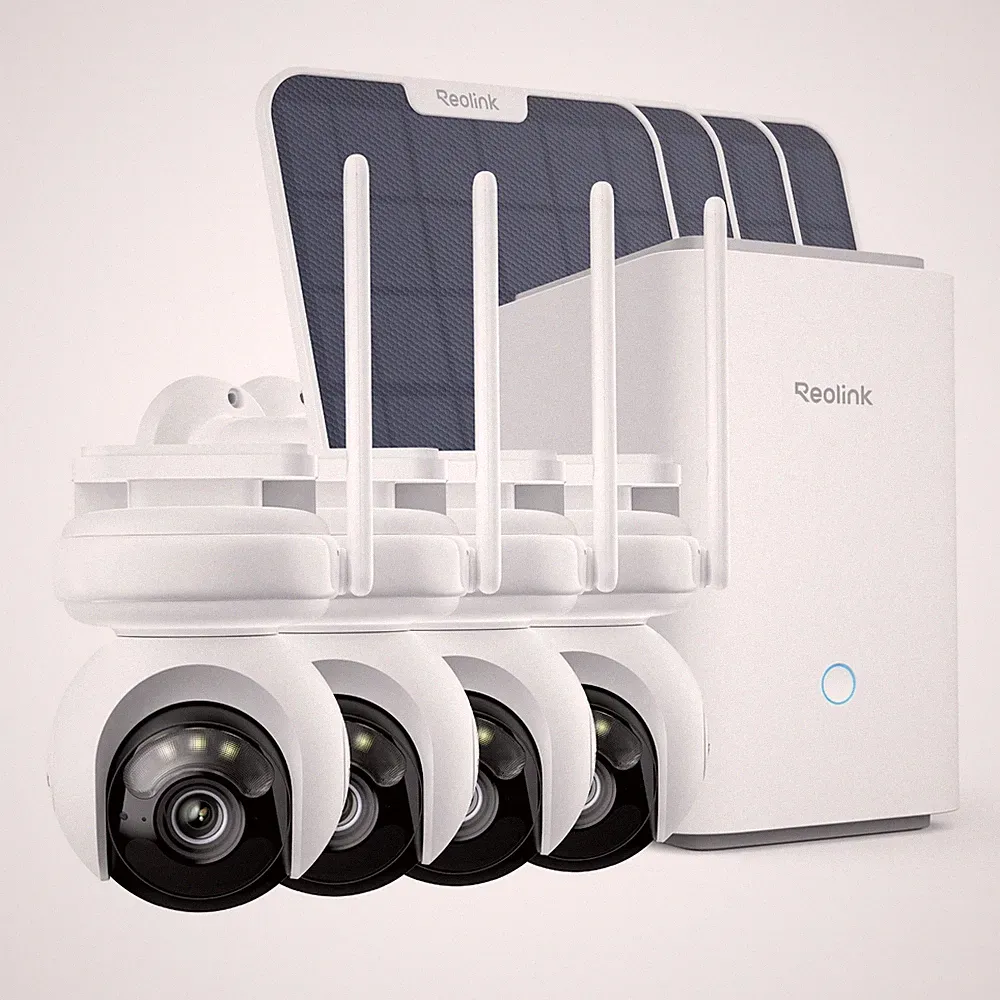 Reolink Home Hub mit 4× Altas PT Ultra 4K 8MP Solar Überwachungskamera Aussen