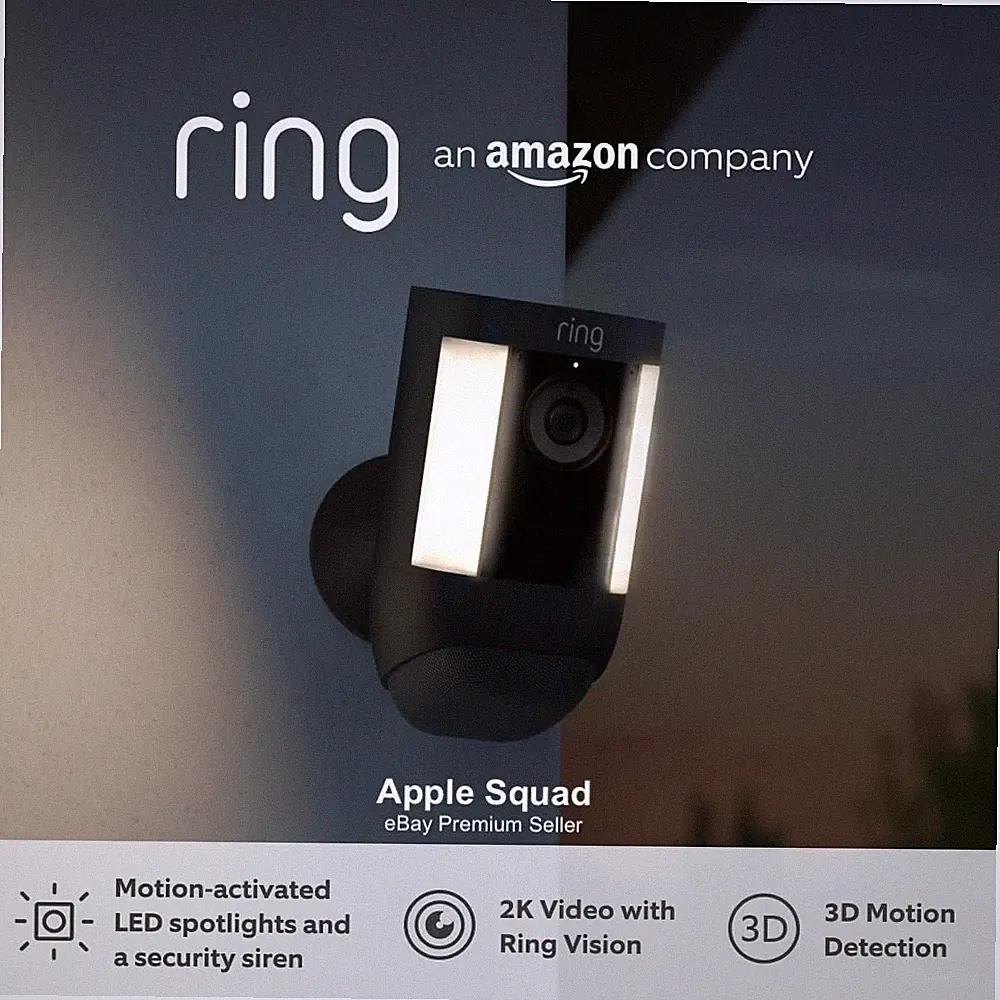 RING SPOTLIGHT CAM PRO 2K AKKU ÜBERWACHUNGSKAMERA SCHWARZ WEISS NEUESTE GEN UVP149€