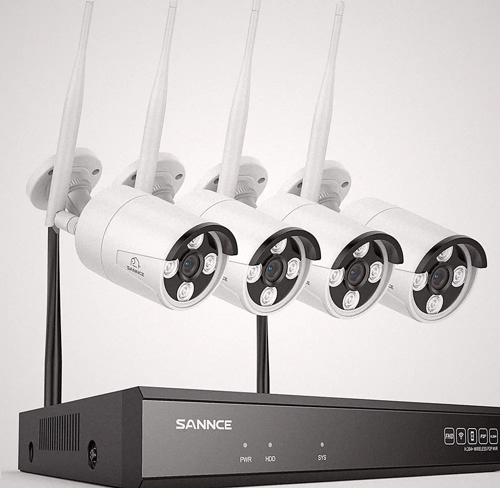 SANNCE 16CH Wireless CCTV Überwachungskamera System, 4x 4K Outdoor WiFi Kameras