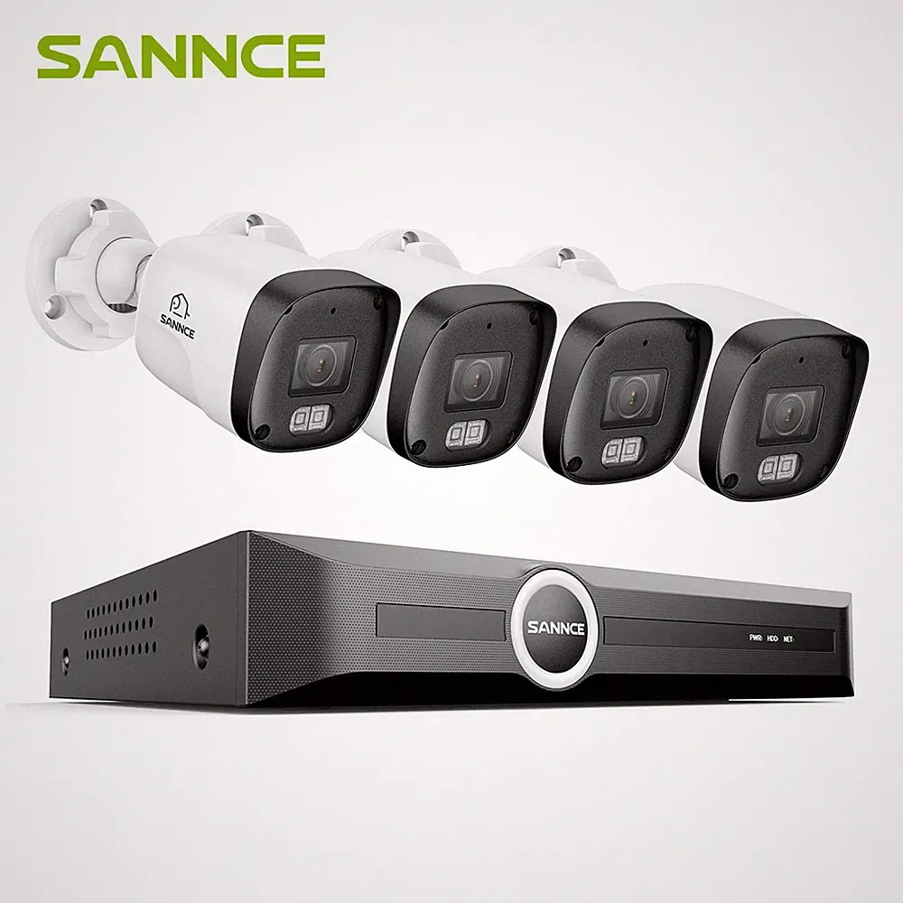 SANNCE 3MP POE 4x IP Kameras Außen Überwachungskamera Set 6MP NVR Audio Alarm