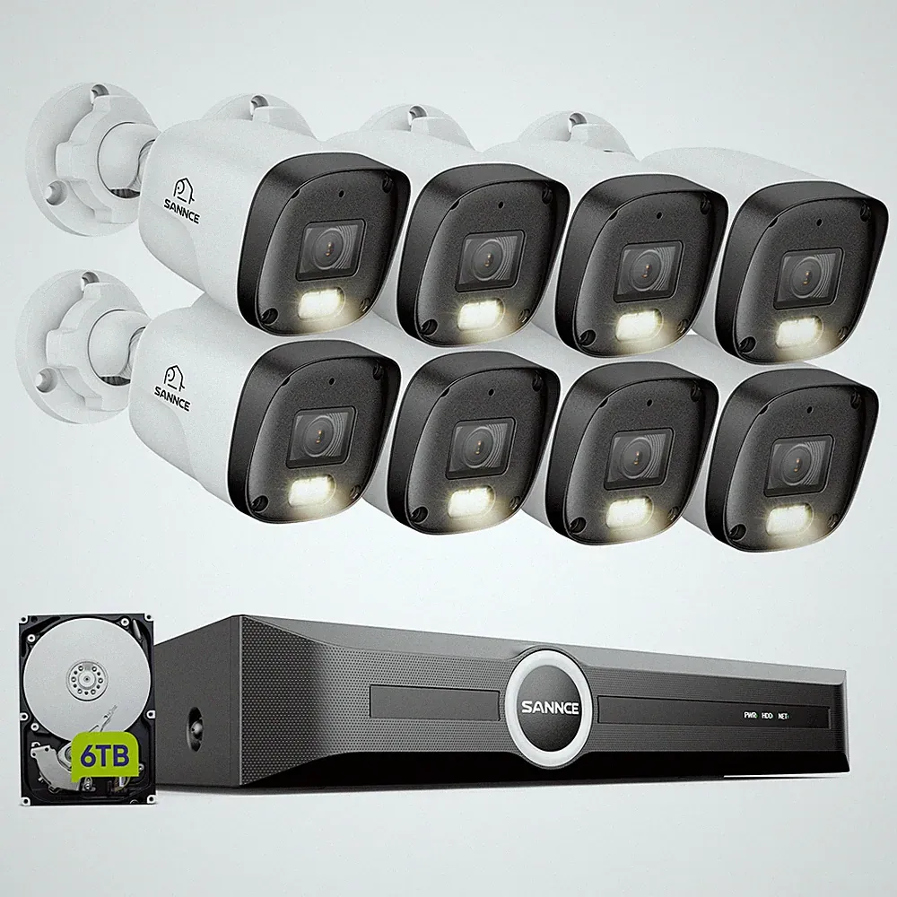 SANNCE 3MP POE Außen Überwachungskamera Farbnachtsicht Mit Audio 8CH 6MP NVR