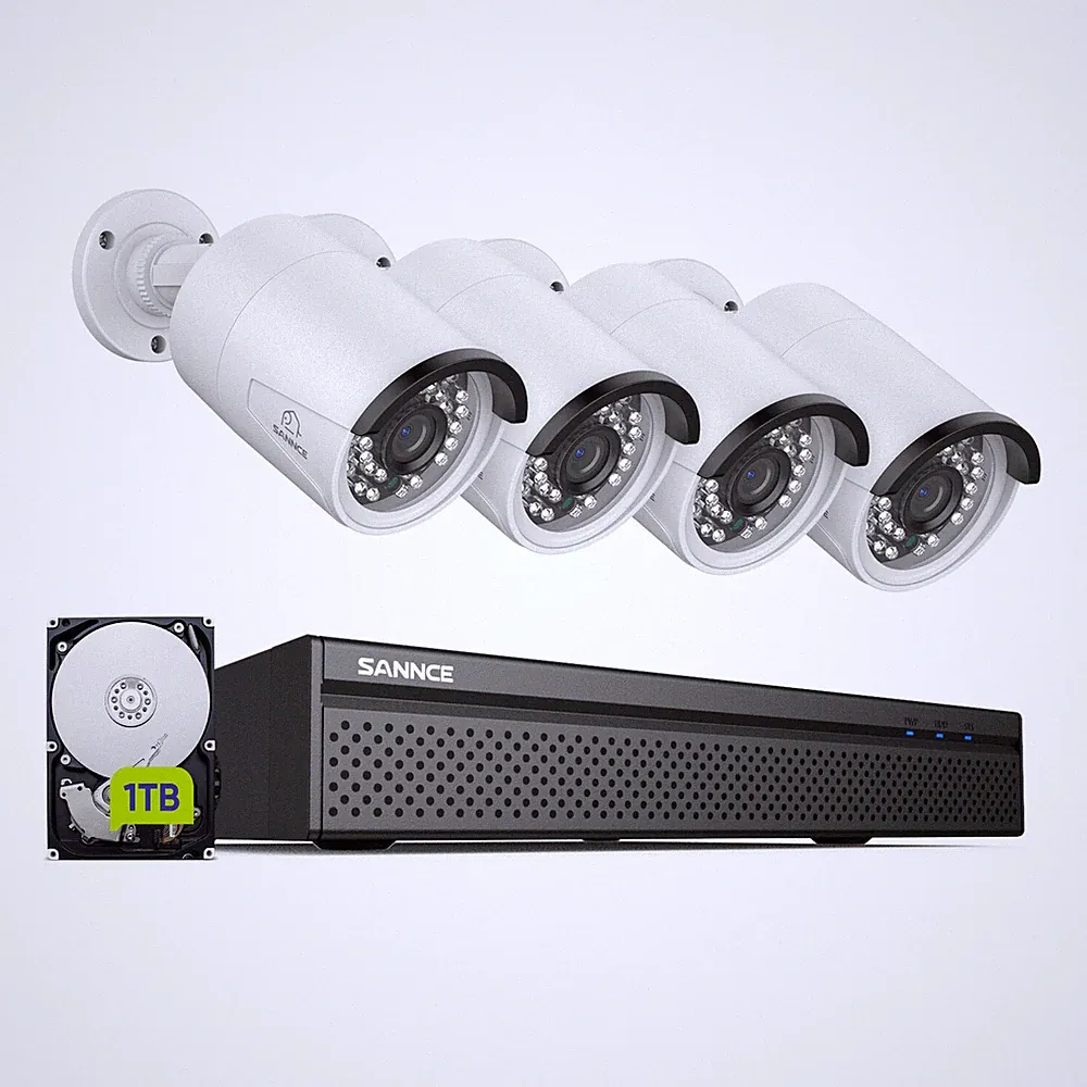 SANNCE POE IP Überwachungskamera set 10CH 1TB NVR 4X 3MP Außen Kameras mit Audio