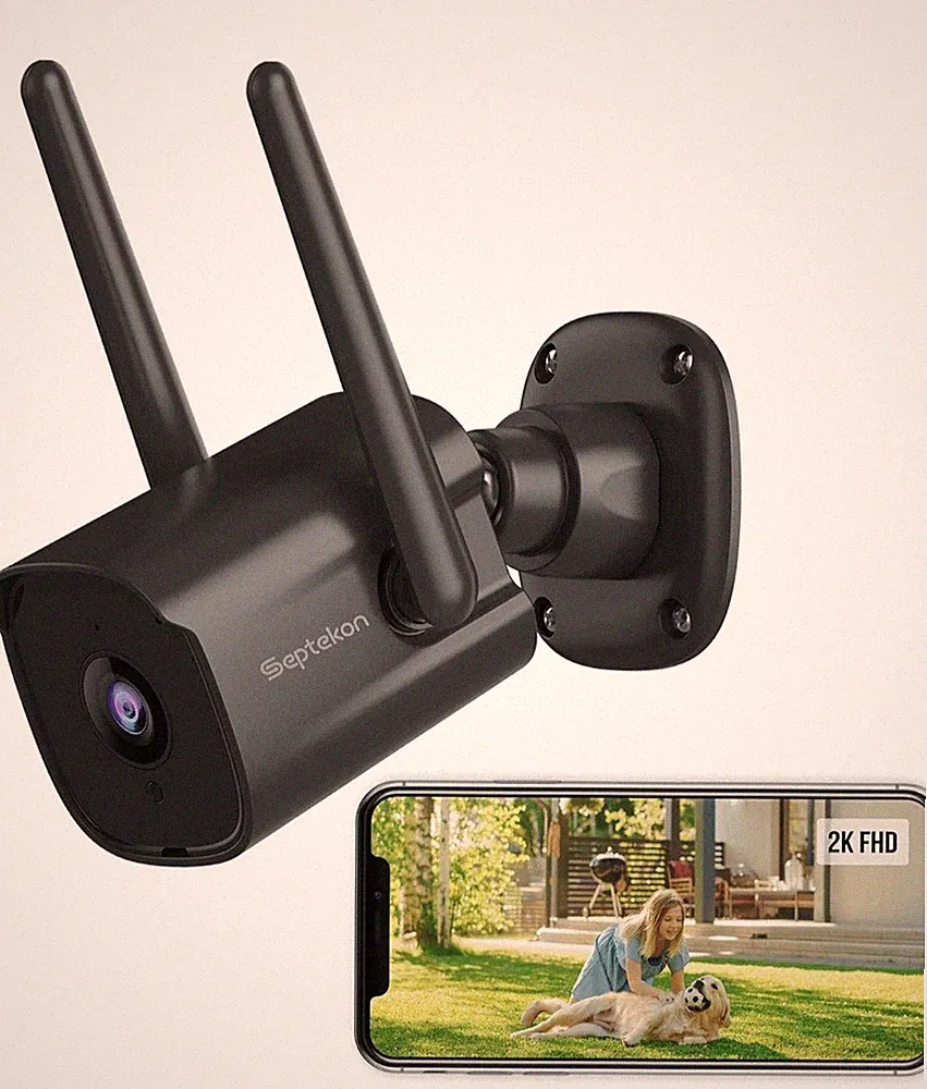 Septekon Überwachungskamera Außen, Überwachungskamera kabellos, 2K Dual Antenne WLAN