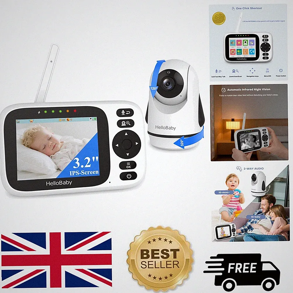 Sicheres 2,4 GHz Babyphone ohne WLAN mit Kamera, Nachtsicht & Zwei-Wege-Audio