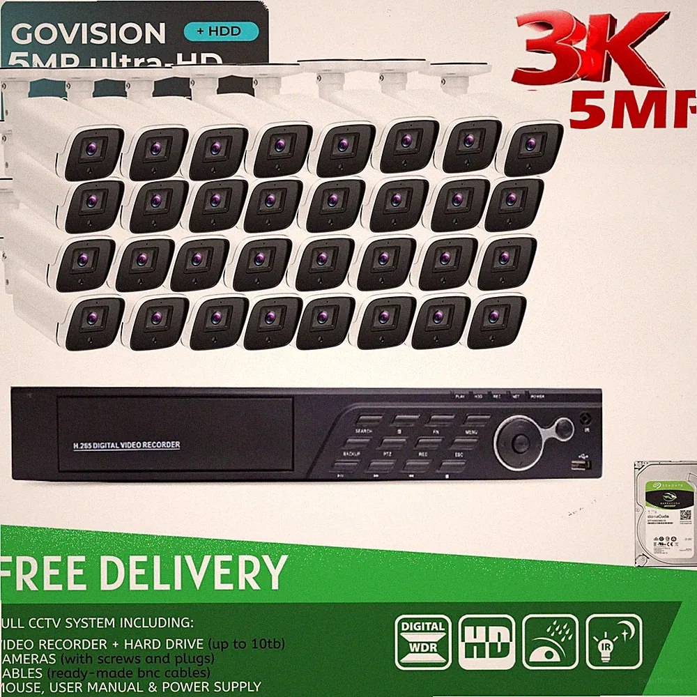 Smart 32 Kanäle 5 MP 3K Full HD Kamera Außen Nachtsicht CCTV Sicherheitssystem Kit