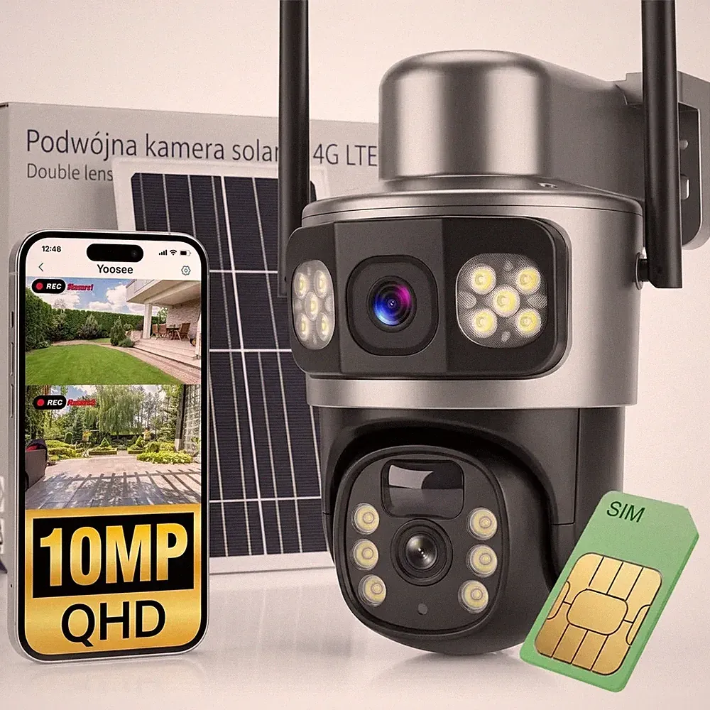 Solar Außen Überwachungskamera 4G LTE 10MP , kabellos, mit SIM-Karte, schwenkbar