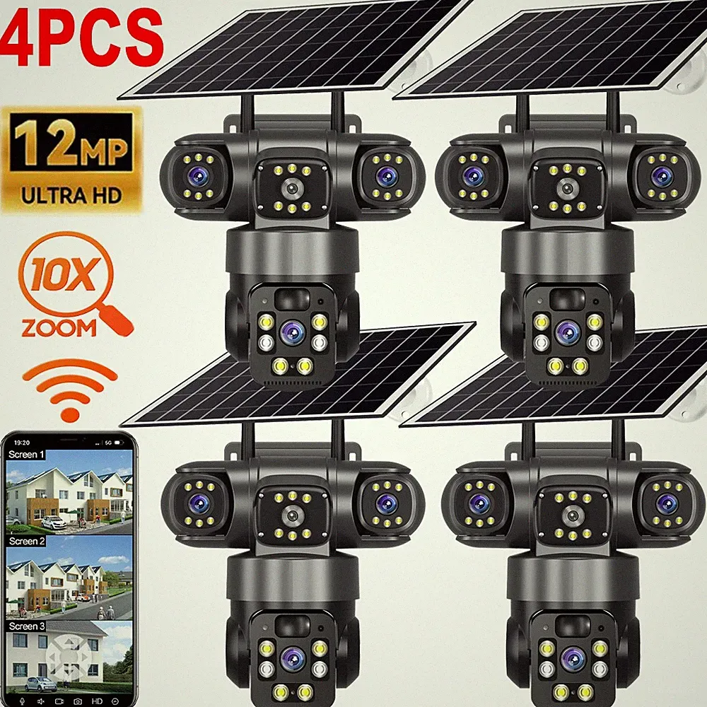 Solar FUNK WLAN WIFI 12MP HD IP NETZWERK CAMERA Outdoor AUßEN ÜBERWACHUNGSKAMERA