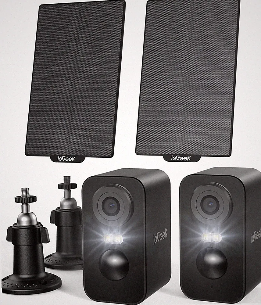 Solar Überwachungskamera 2K Außenkamera mit Bewegungsmelder PIR 2 Stück für Haus