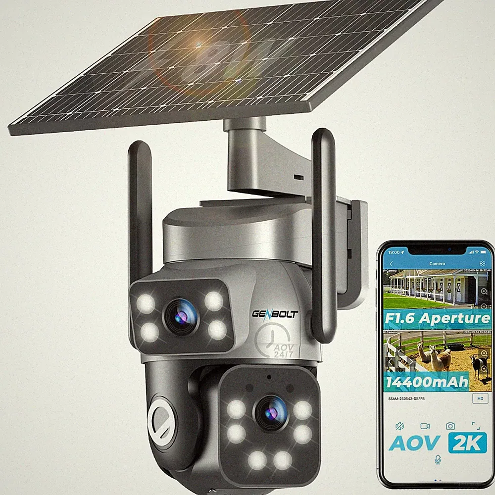 Solar Überwachungskamera Aussen 4G LTE Kabellos SIM Karte Wetterfest IP66 2K HD