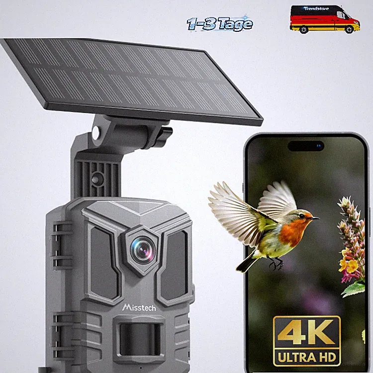 Solar Wildkamera 4K 64MP UHD Handy App Übertragung Ohne Abo