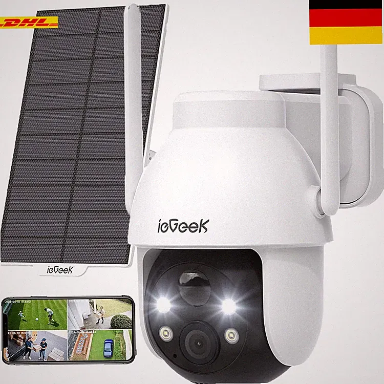 ieGeek Solar 2K HD Überwachungskamera 360° PTZ
