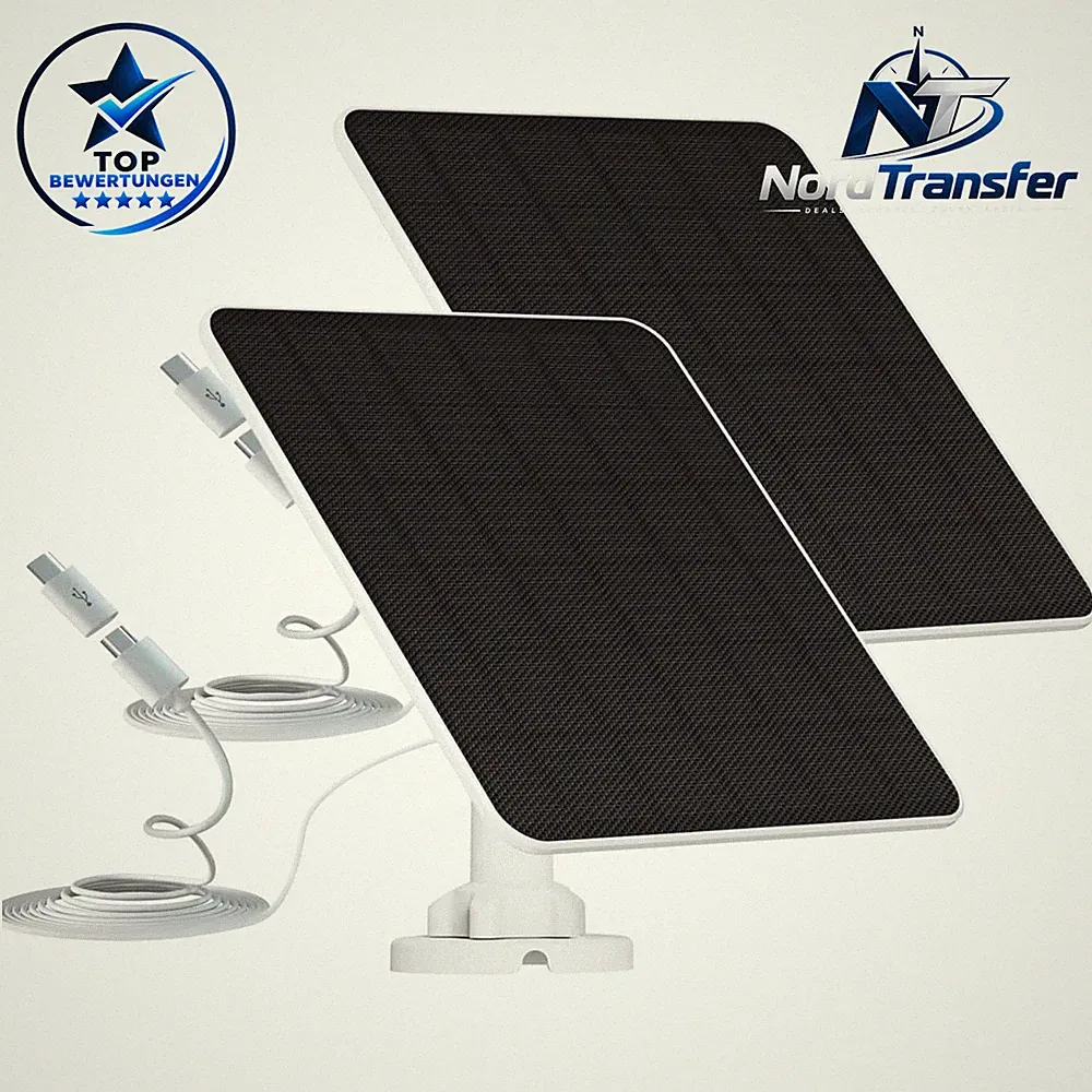 Solarpanel 6W 5V für Akku Überwachungskamera Außen IP65 wasserdicht 2 Pack