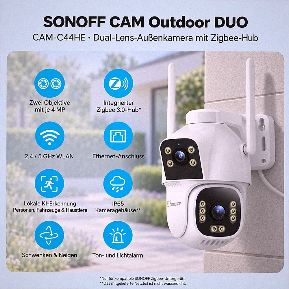 SONOFF 4MP+4MP WLAN WIFI Camera IP NETZWERK Outdoor Außen Kameraüberwachung
