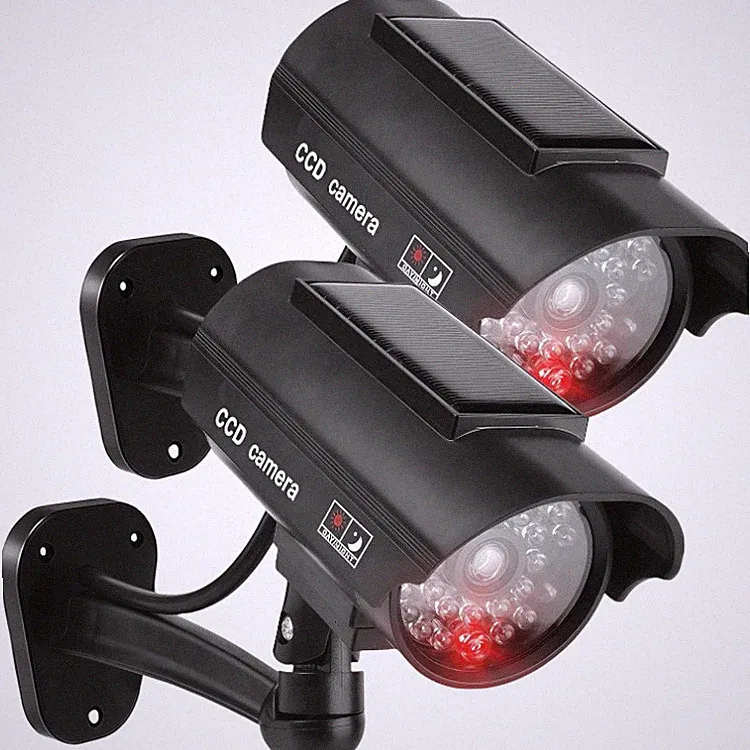 Sporgo Überwachungskamera Attrappe 2 Stück mit Solar und Rot Blinkender LED