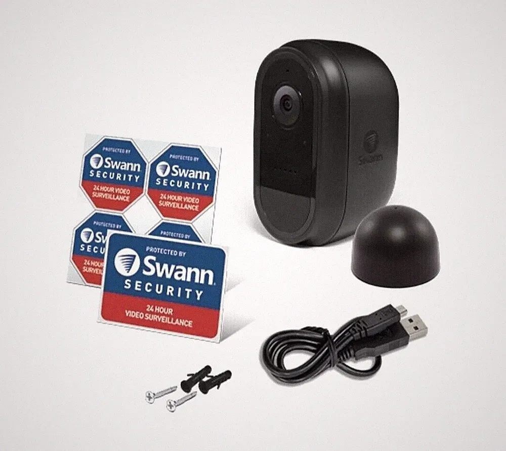 Swann 1080p HD kabellose Überwachungskamera – schwarz – funktioniert mit Google SWIFI-CAMB-EU