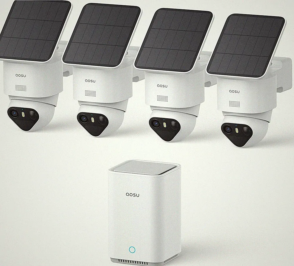 T2 Ultra 4K UHD Überwachungskamera Aussen Solar Akku Neue aosuBase 4 Cam-Kit