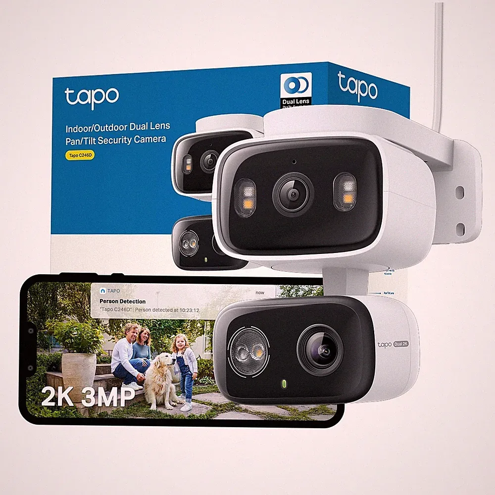 Tapo C246D 2K 3MP Dual-Kamera Schwenk/Neige Überwachungskamera CCTV One Size, weiß
