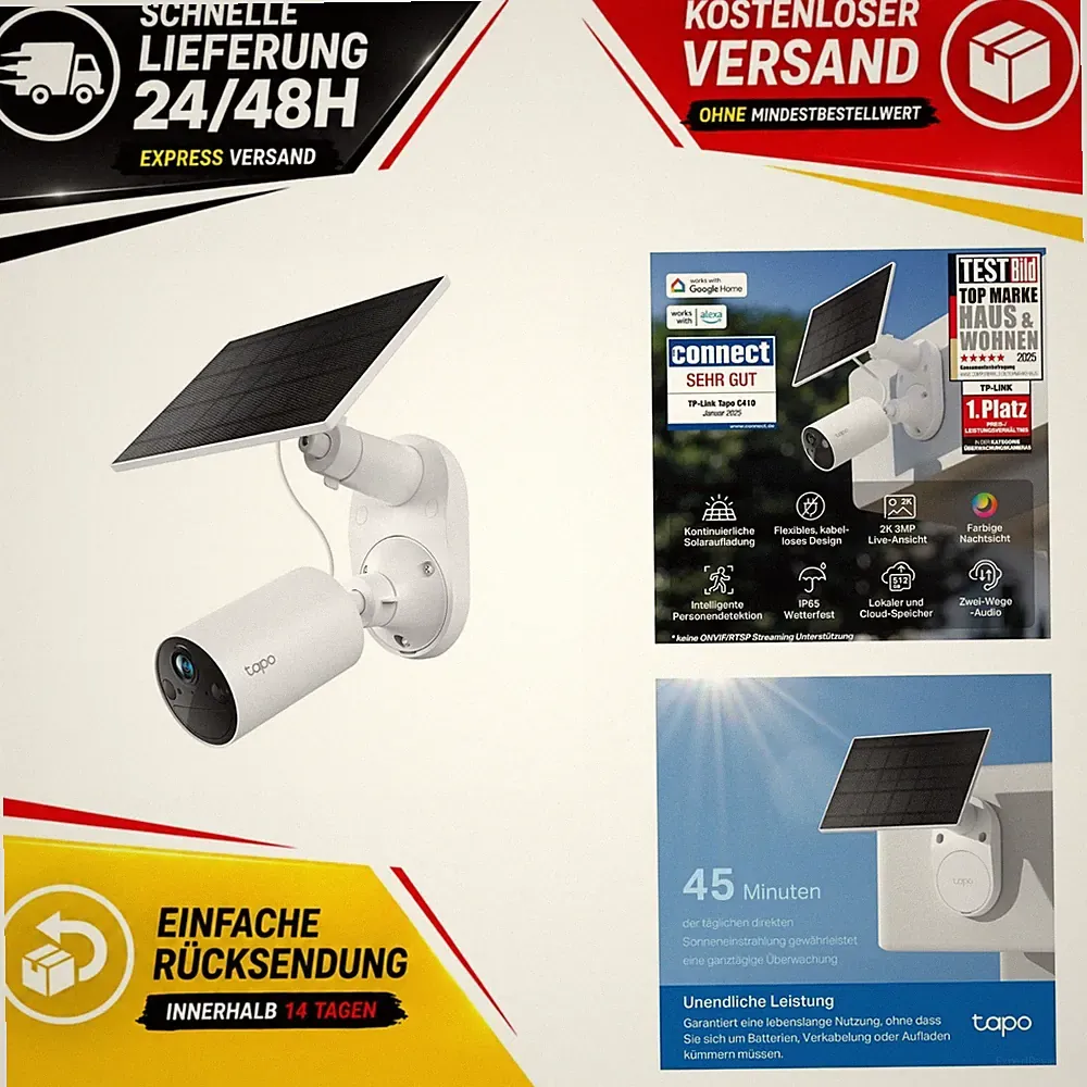 Tapo C410 KIT Solar-Überwachungskamera 2K 3MP IP65