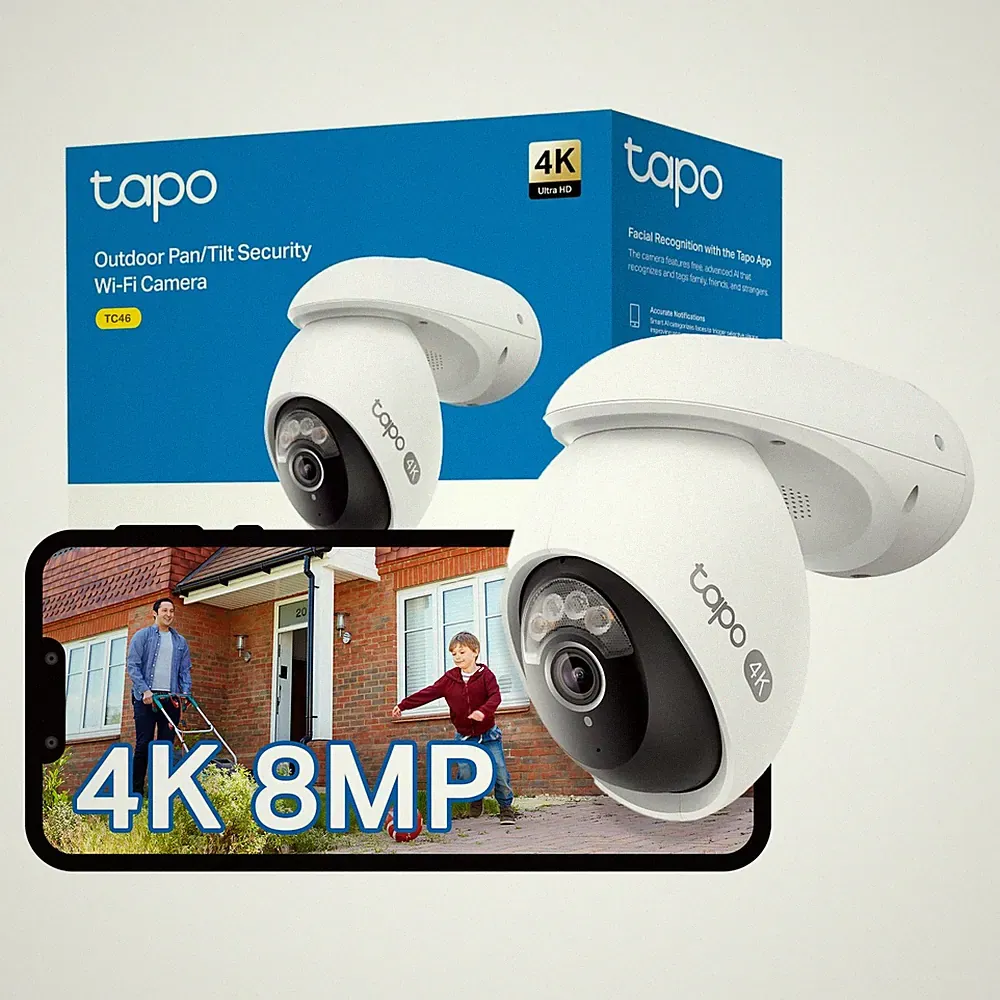 Tapo TC46 4K 8MP Überwachungskamera Außen kabelgebunden, Starlight Farbe Nachtweiß