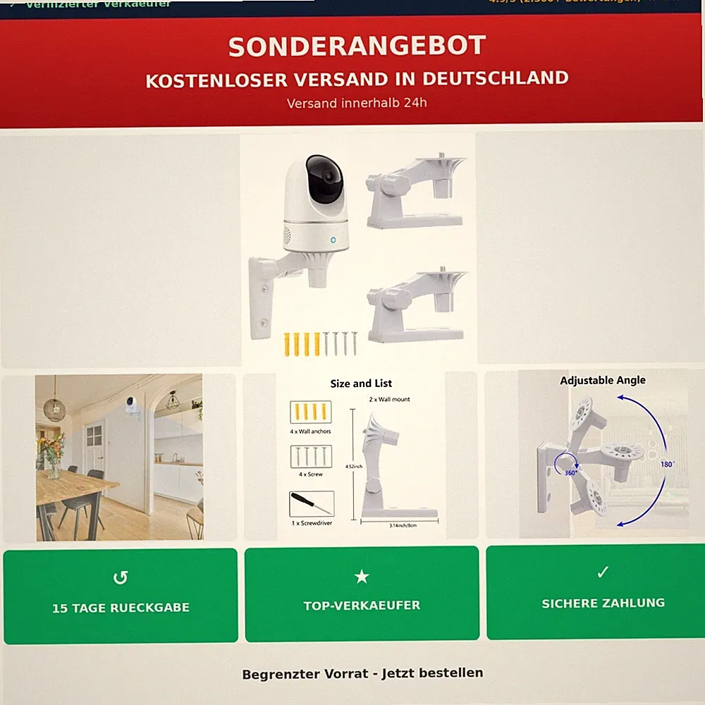 TEKCAM TEK-012 2er-Pack Wandhalterung