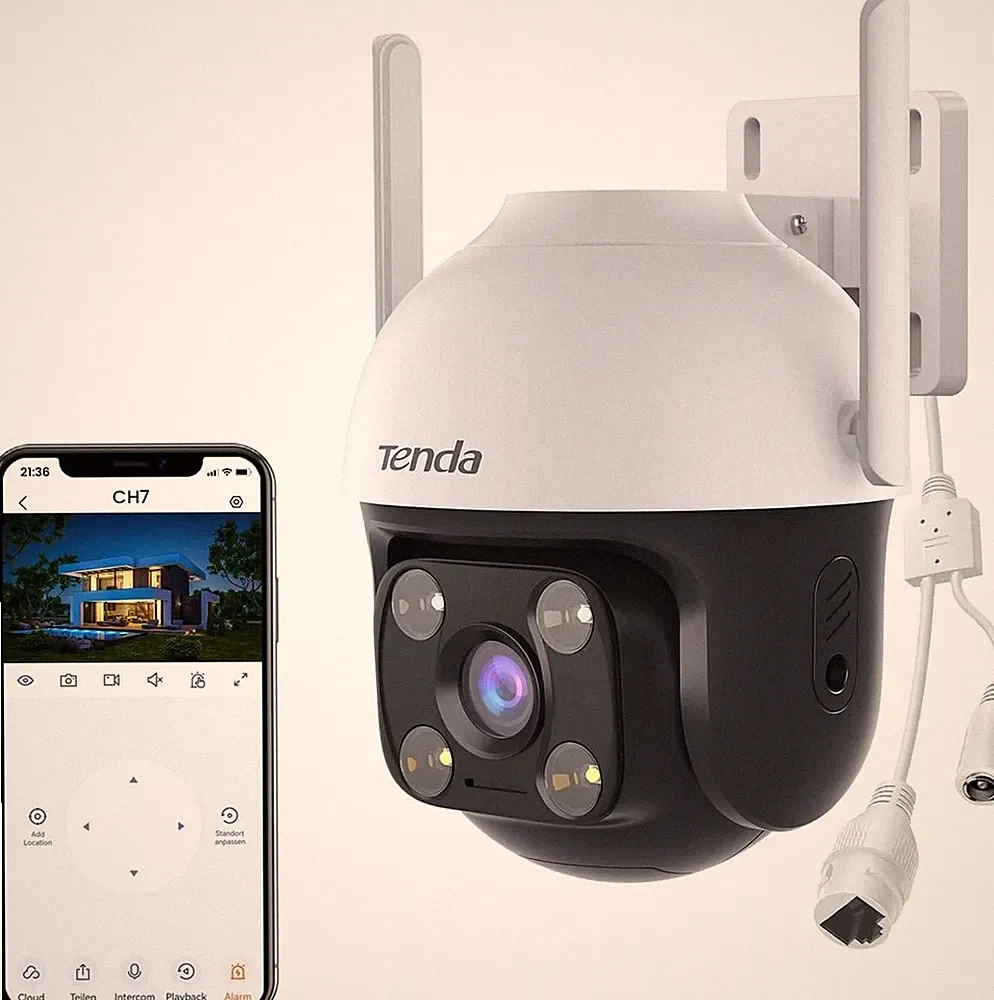 Tenda Überwachungskamera Aussen WLAN 2K+ 4MP Nachtsicht in Farbe 2-Wege Audio To