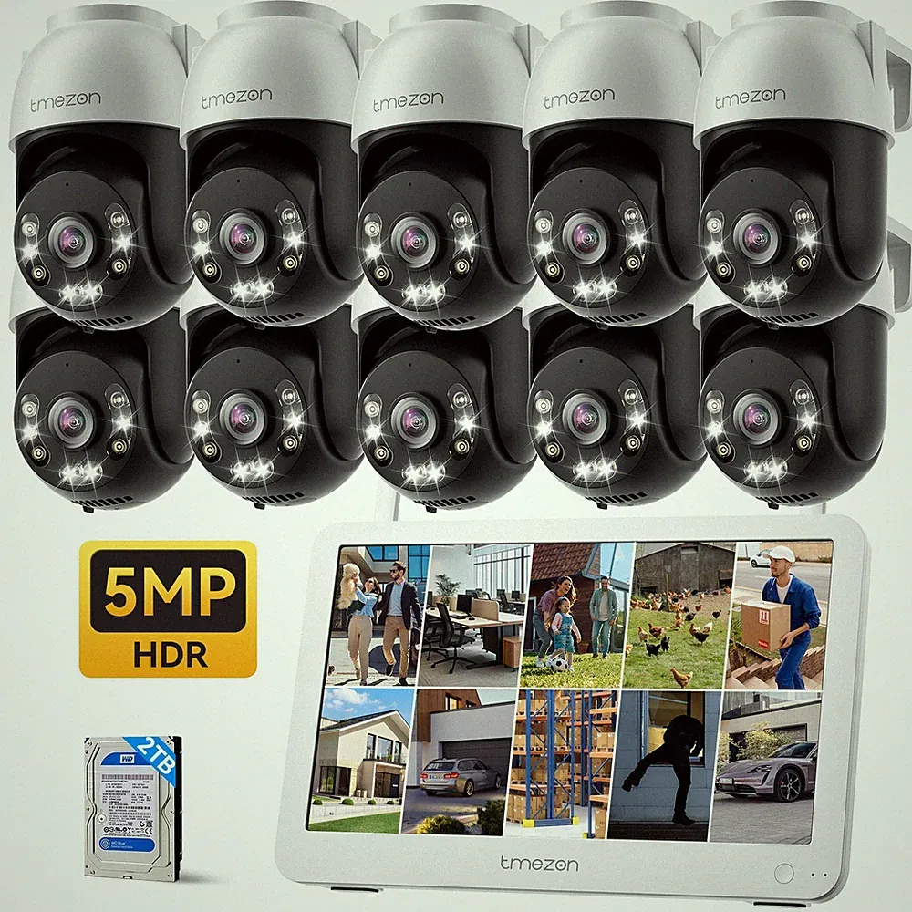 TMEZON 10CH WLAN Monitor Set 5MP PTZ