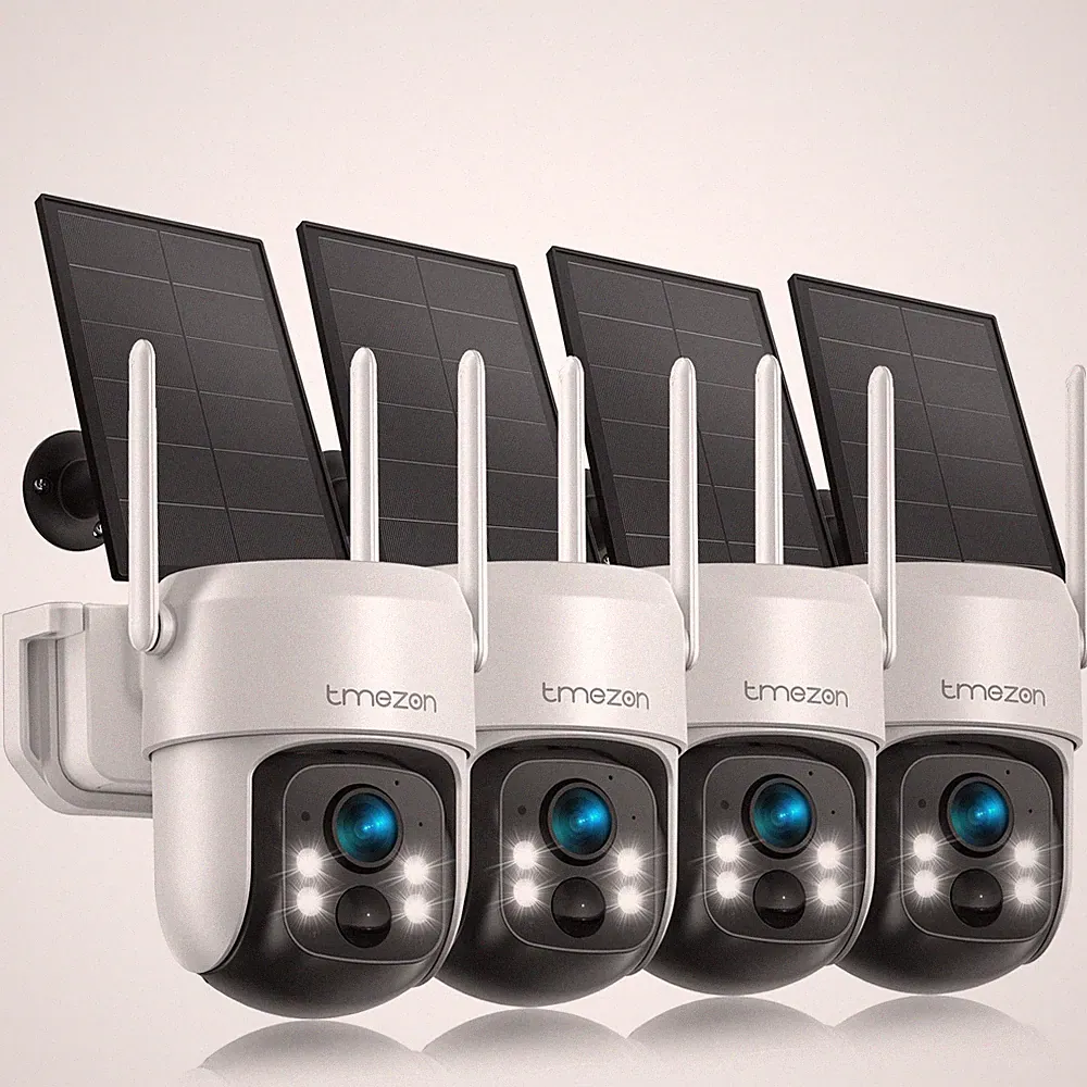 TMEZON Kabellose WLAN Überwachungskamera Aussen 360° PTZ Solar/Akku Kamera IP66