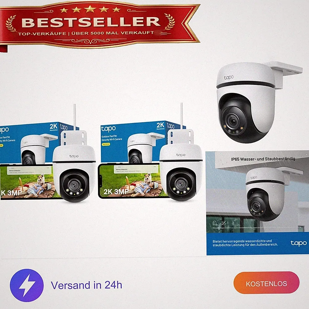 TP-Link Tapo C510W Überwachungskamera Außen 2K 360° IP65