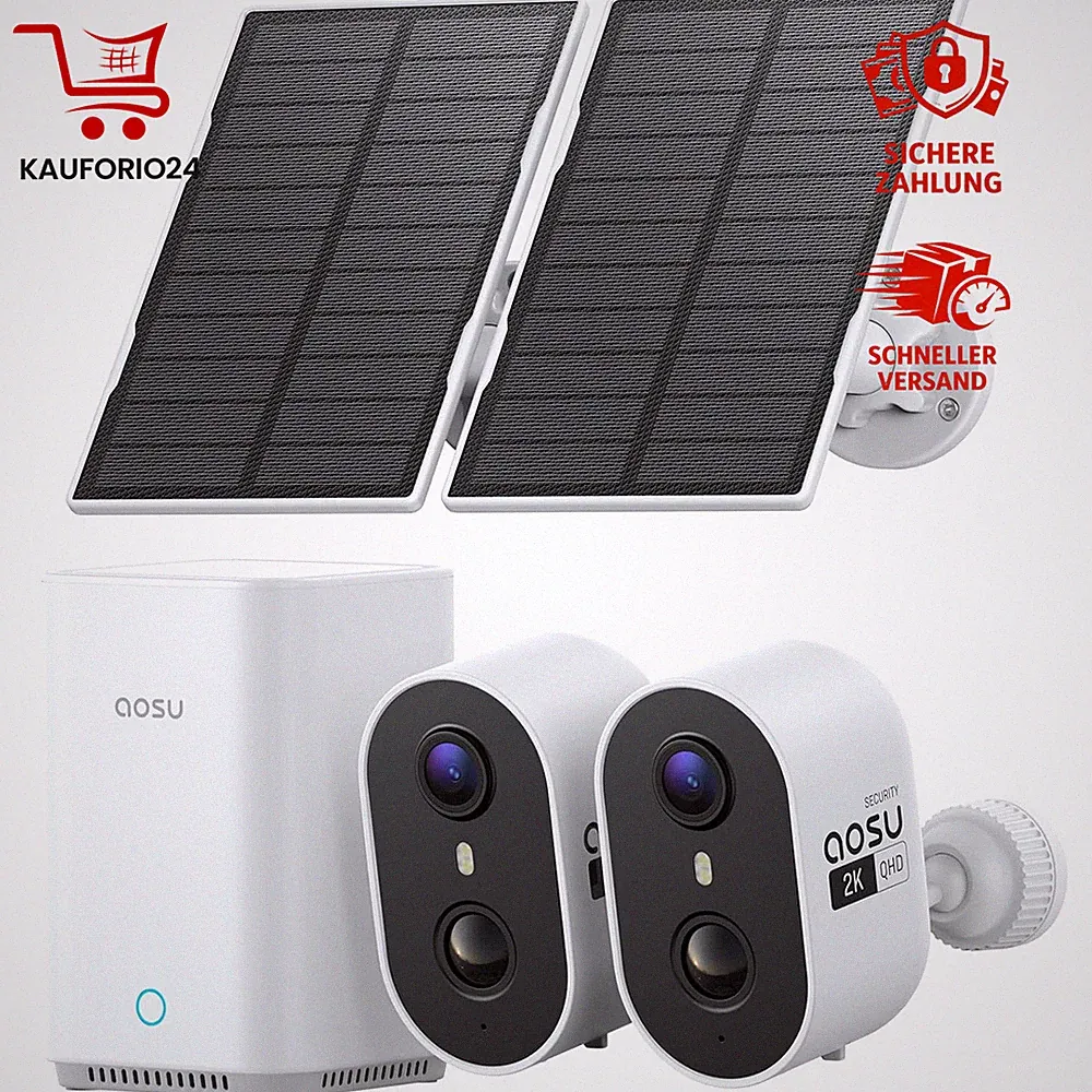Überwachungskamera 2K 3MP Solar Akku 2er-Kit