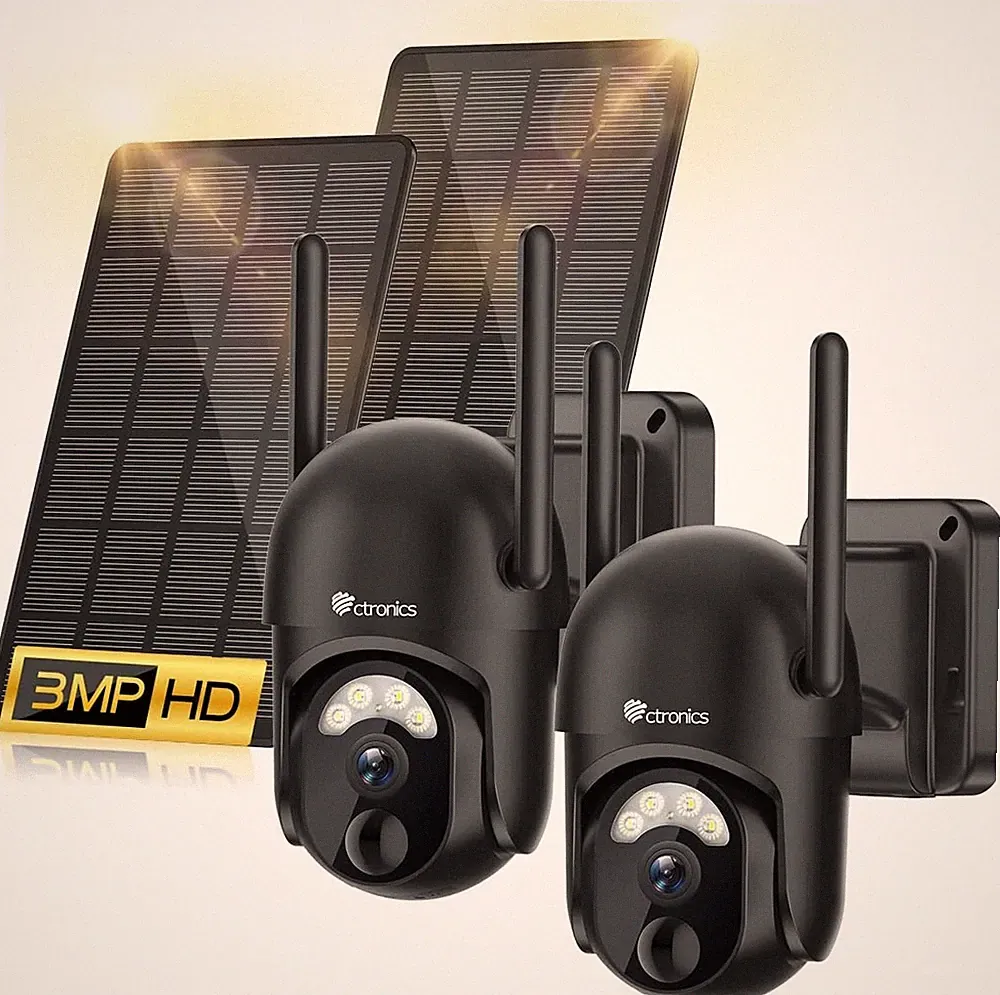 2K 3MP Solar 355° Schwenkbar IP66 2er Set