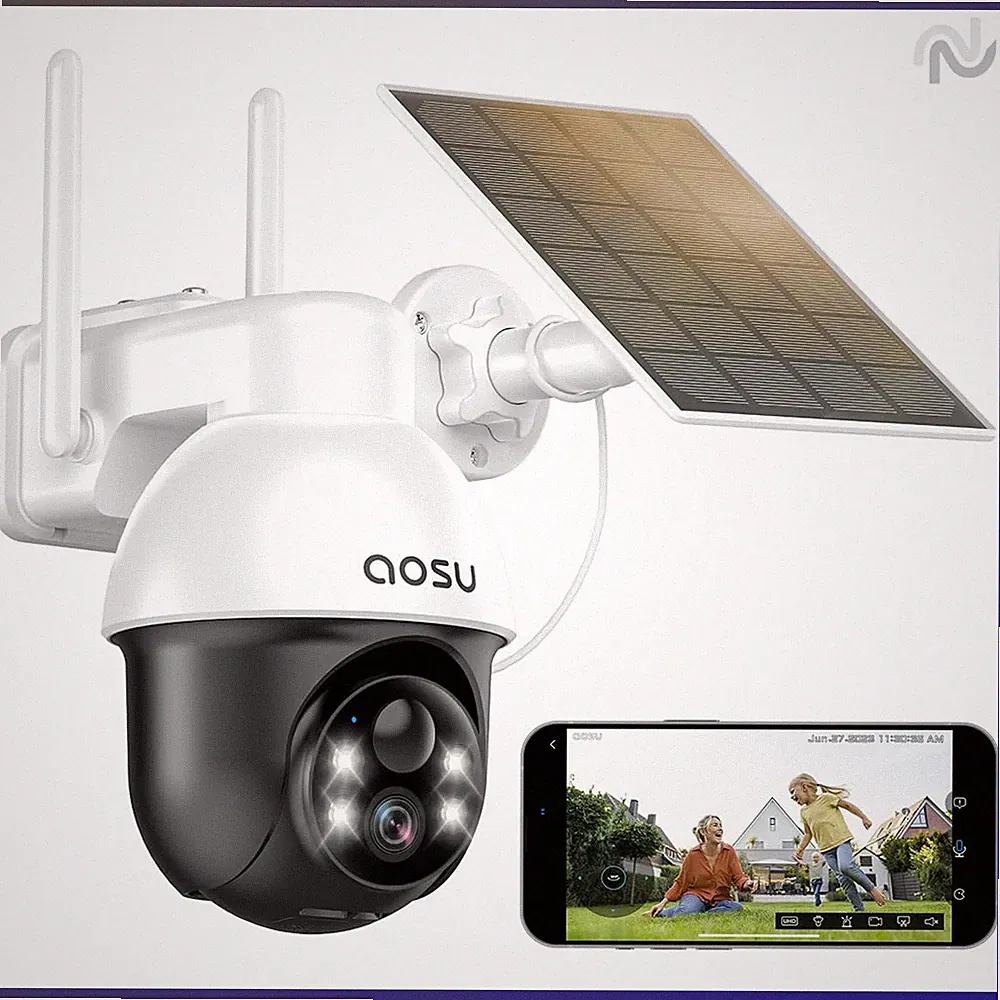 Überwachungskamera 2K Außen Solar Akku 3MP 360° PTZ mit KI und PIR