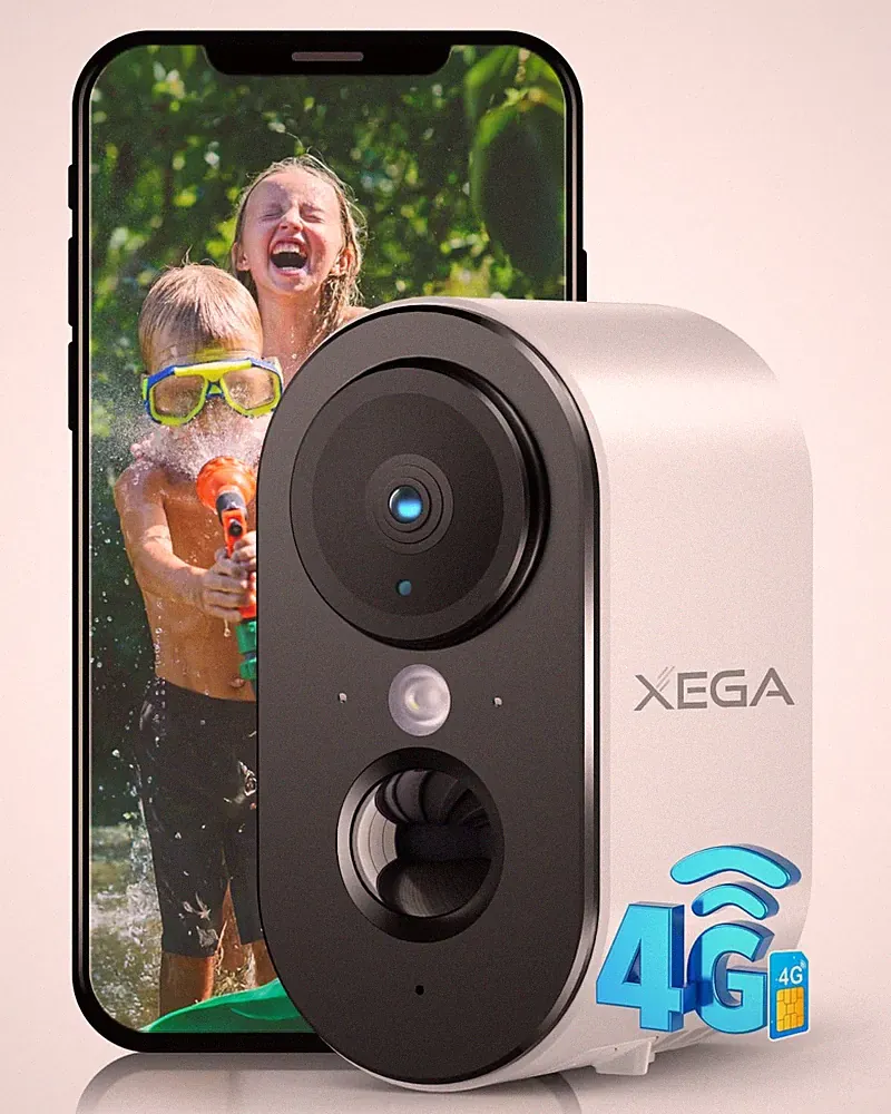 Überwachungskamera 4G LTE 3MP HD Akku 6000mAh Weiß Außenbereich Tragbare mit SIM
