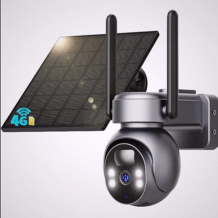 Überwachungskamera 4G LTE Solar Schwarz mit 2-Wege-Audio für Außenbereich, 2K HD