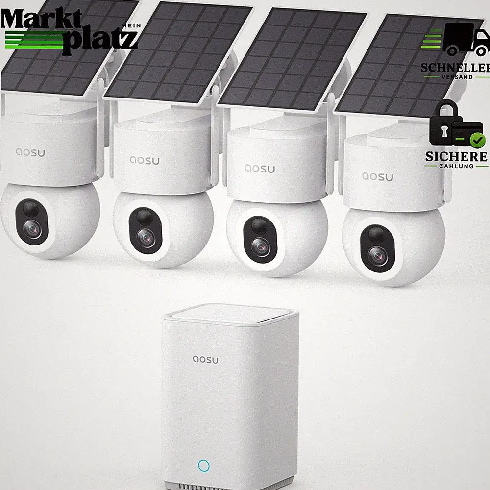 Überwachungskamera 4K 8MP Solar Akku 360° PTZ mit Licht PIR Auto-Tracking 4