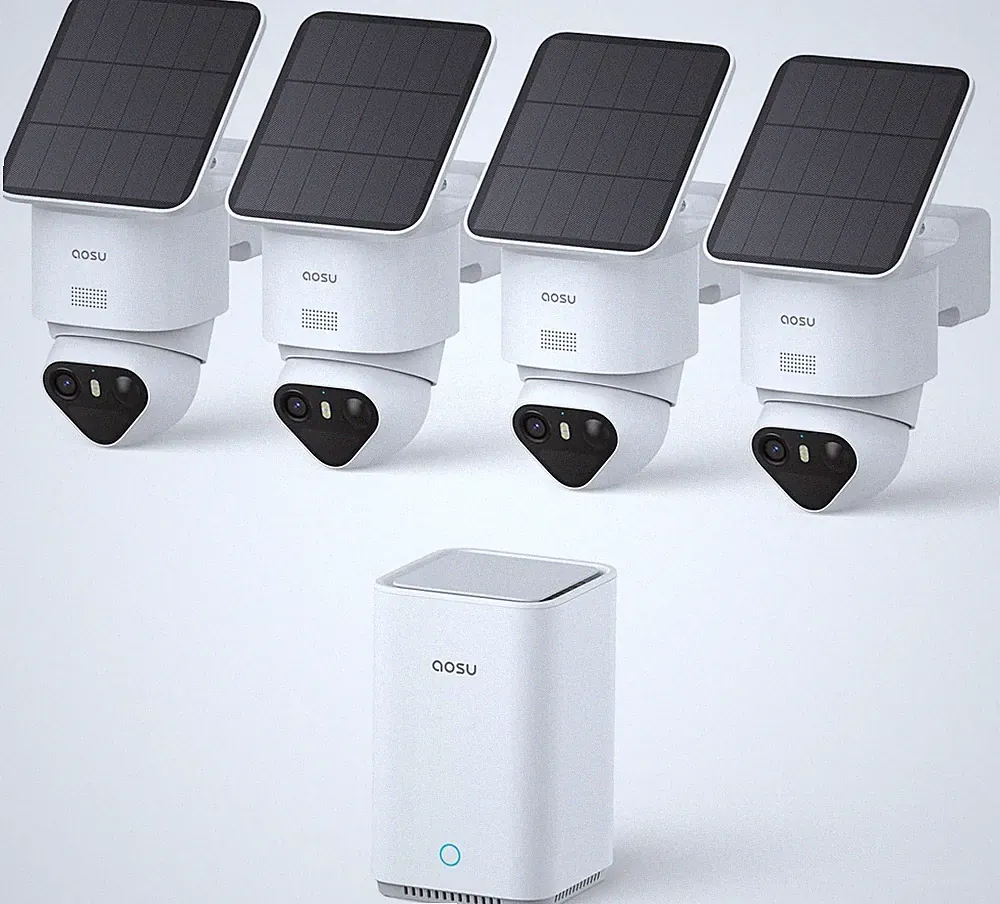 Überwachungskamera 4K Außen Akku Solar 360° Schwenk Neigung IP Kamera