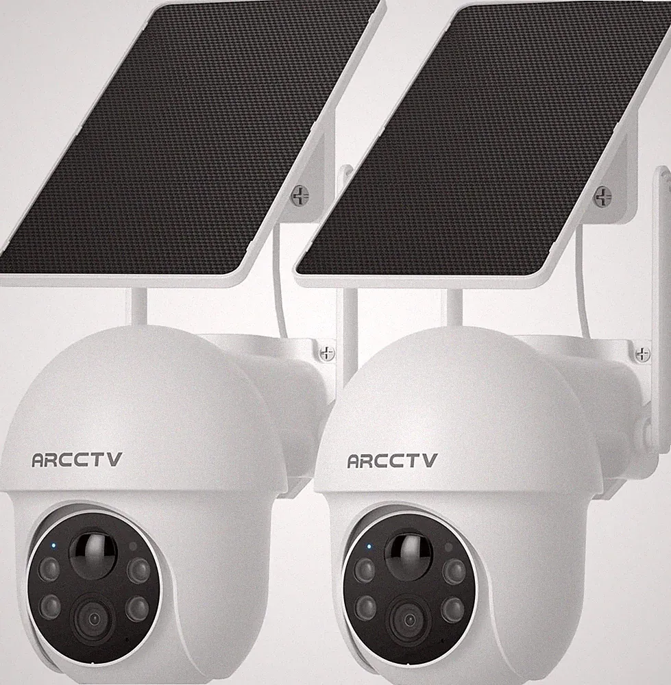 Überwachungskamera 4MP Solar Aussen, 2,4/5GHz WLAN, kabellos, weiß, ARCCTV