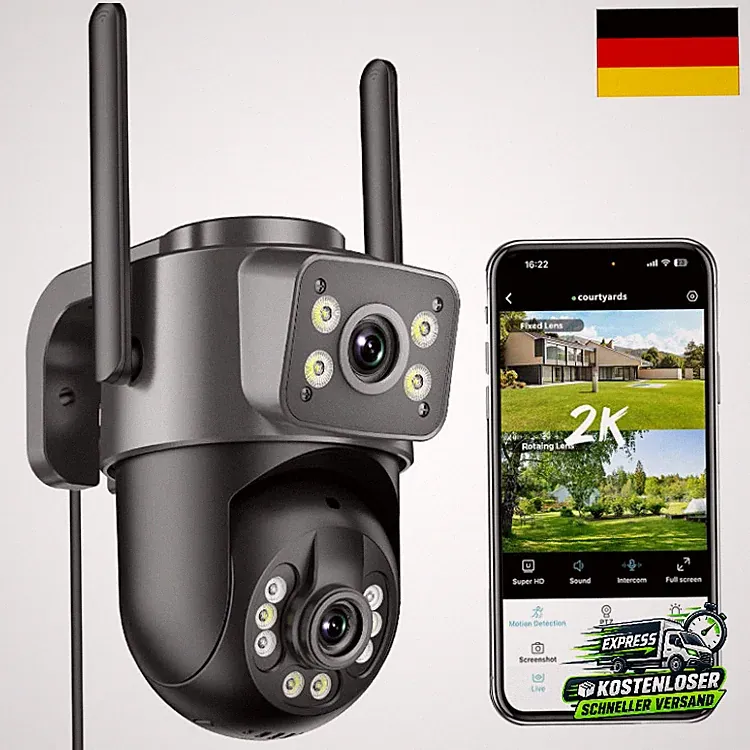 Überwachungskamera Aussen 2K mit PTZ, Nachtsicht, 2-Wege-Audio, 1 Stück