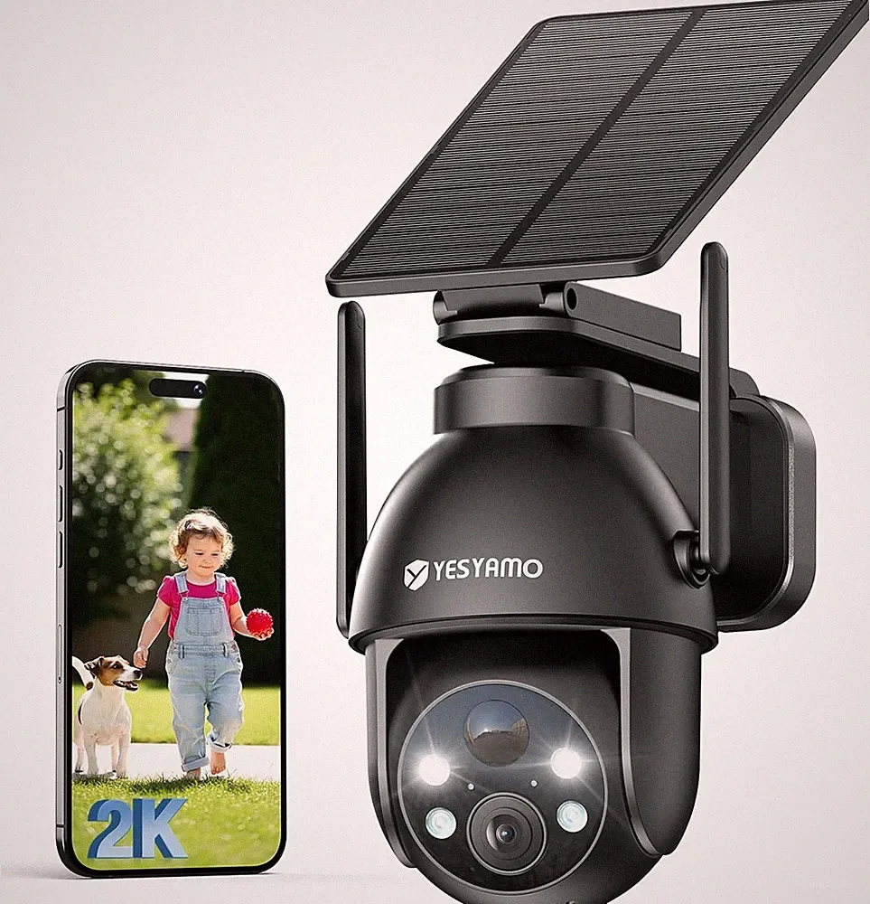 Überwachungskamera Außen 2K QHD Akku 355 90 Pan Tilt Nachtsicht Schwarz Outdoor
