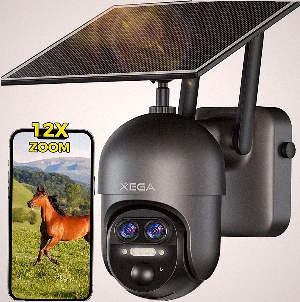 Überwachungskamera Aussen 4G LTE 12X Hybrid-Zoom 2K PTZ Solar Kabellos Outdoor
