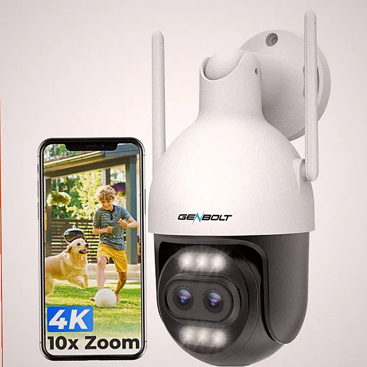 Überwachungskamera Aussen 4K PTZ mit PoE 8MP Dual Objektiv 10X Zoom GENBOLT