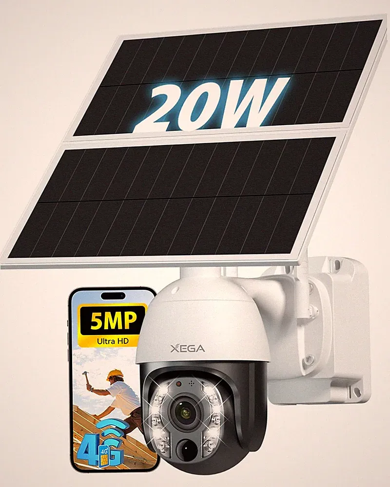 Überwachungskamera Aussen 5MP 10X Zoom 4G LTE SIM Solar Akku Nachtsicht 30m