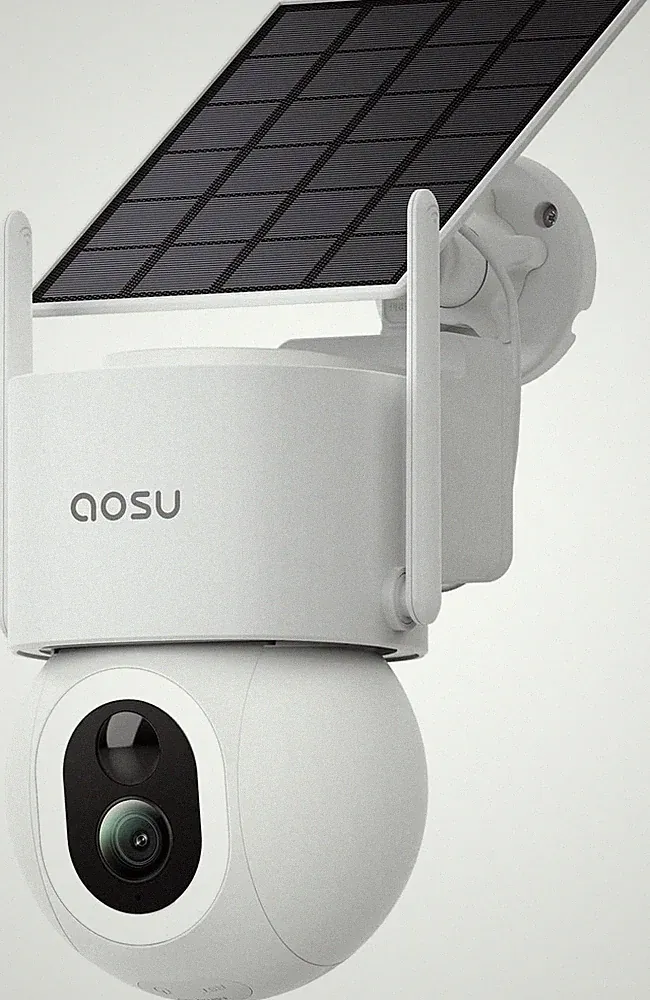 Überwachungskamera Aussen Solar Akku UHD Mit Licht 360° PTZ Starkes Solarpanel