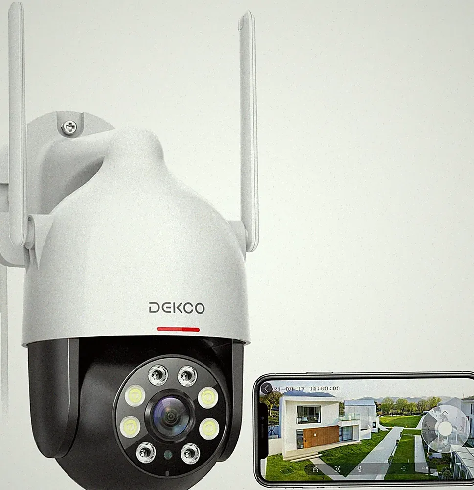 Überwachungskamera Aussen WLAN 350 90 schwenkbar, 2K, DEKCO, 30m Nachtsicht
