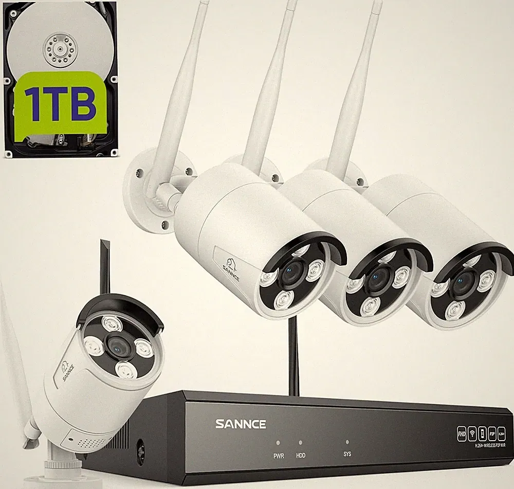 Überwachungskamera Set 4×3MP WLAN WiFi 6 für Außenbereich Sicherheitssystem
