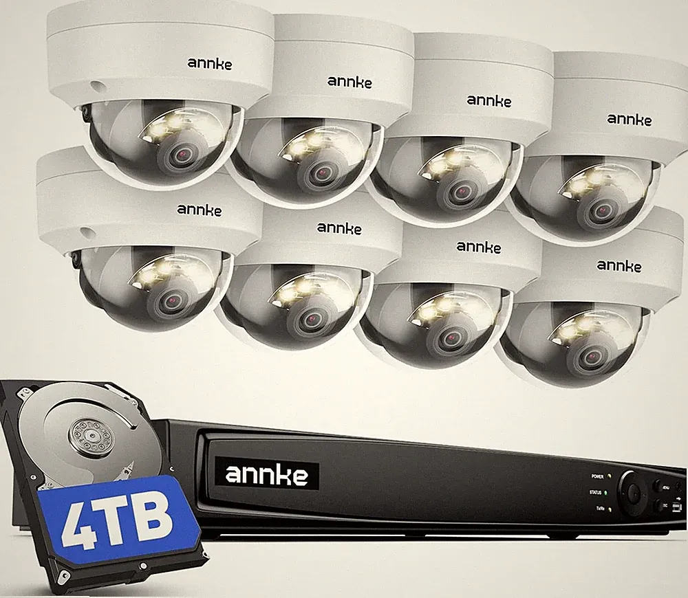Überwachungskamera Set 4K 8MP PoE 16-Kanal NVR 4TB HDD 30M Farbnachtsicht IP67