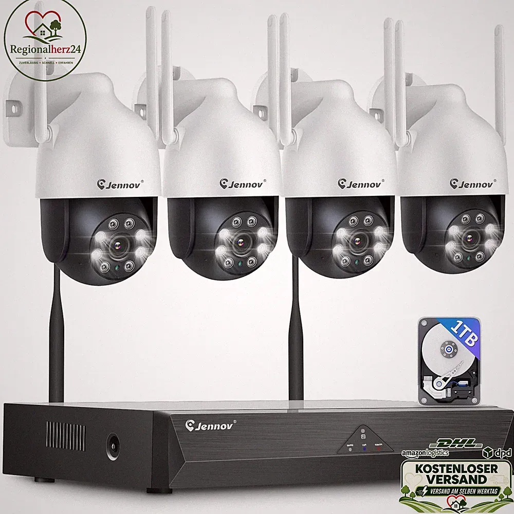 Überwachungskamera Set 5MP 360° PTZ WLAN für Außen mit 10CH NVR