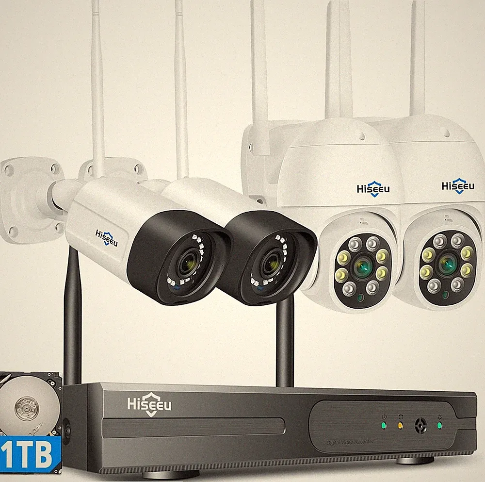 Überwachungskamera Set WLAN 5MP IP66 Wasserdicht 2-Wege-Audio 1TB HDD Außen