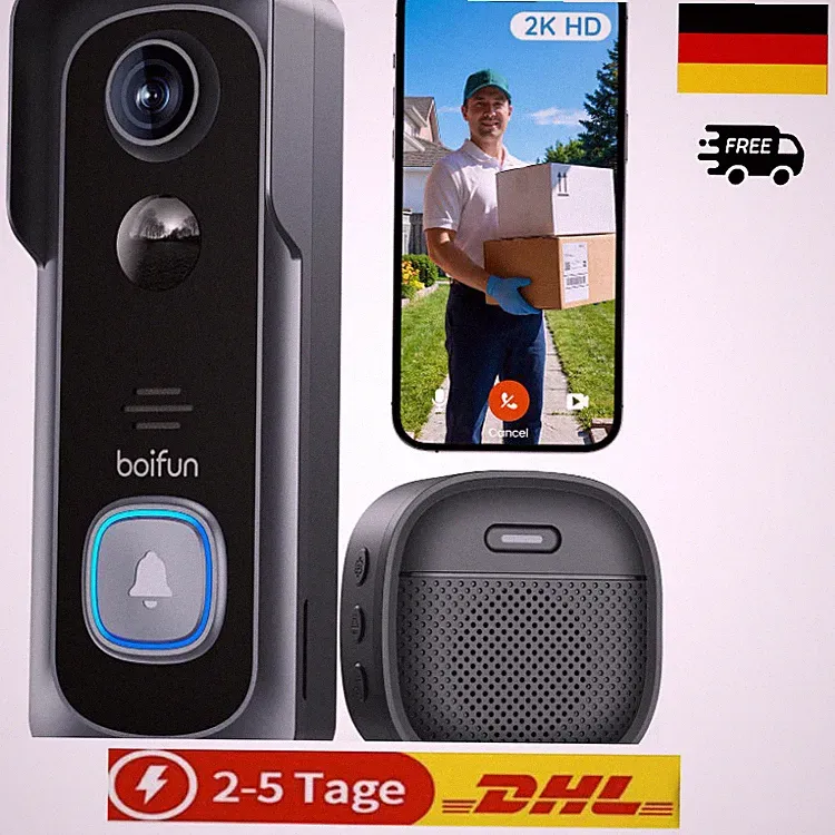 Video-Türklingel mit Kamera 2K HD 166 Weitwinkel Nachts